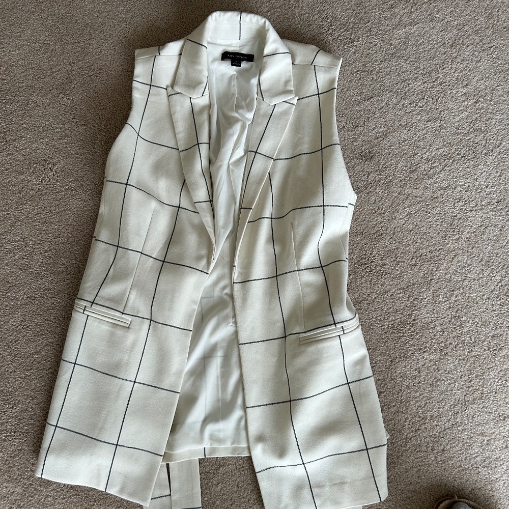 Ann Taylor Window Pane Blazer Vest Size 2